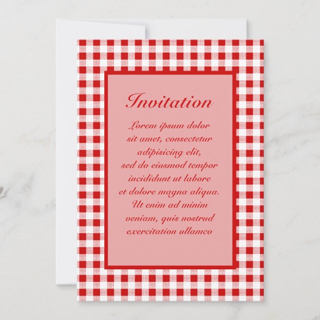 Invitation En vichy rouge + Couleur personnalisée (Devant)