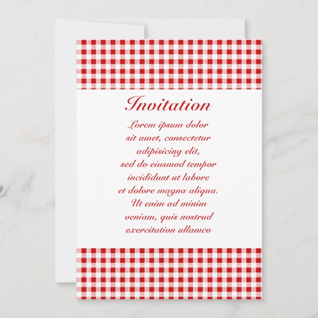Invitation En vichy rouge + Couleur personnalisée (Devant)