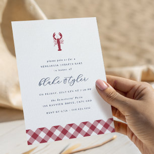 Invitation En vichy rouge   Dîner de répétition au homard