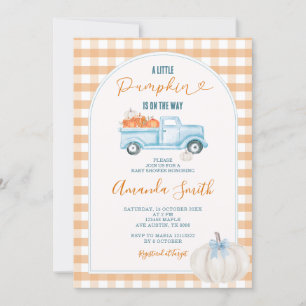Invitation en vichy Un Petit Baby shower De Camion D'Automne 