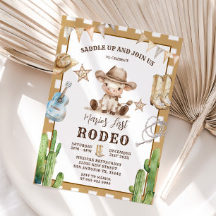 Invitation en vichy Wild West Mon premier rodéo Cowboy Annive