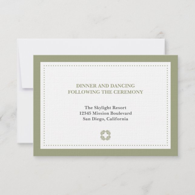 Invitation Enceinte de réception de mariage à bordure pointil (Devant)