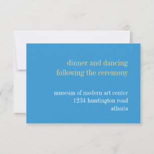 Invitation Enceinte de réception typographie bleu ciel jaune