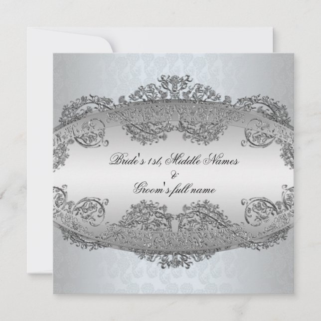 Invitation Enceintes de mariage en argent platine Enceintes d (Devant)