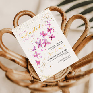 Invitation Enchanté de vous rencontrer Baby Shower Papillon