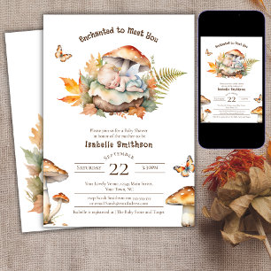 Invitation Enchanted Fairy Fall Automne Baby shower boisé