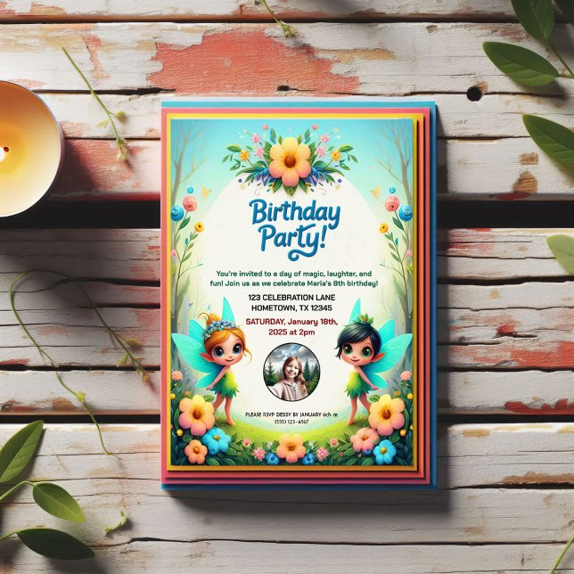 Invitation Enchanted Fairy Garden Anniversaire Fête Invitatio (Créateur téléchargé)