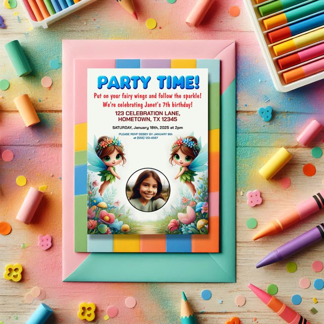 Invitation Enchanted Fairy Garden Anniversaire Fête Invitatio (Créateur téléchargé)