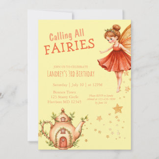 Invitation Enchanted Fairy Tea Garden Birthday Party