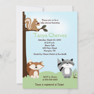 Invitation Enchanted Forest Animals Woodland Baby Shower 5x7
