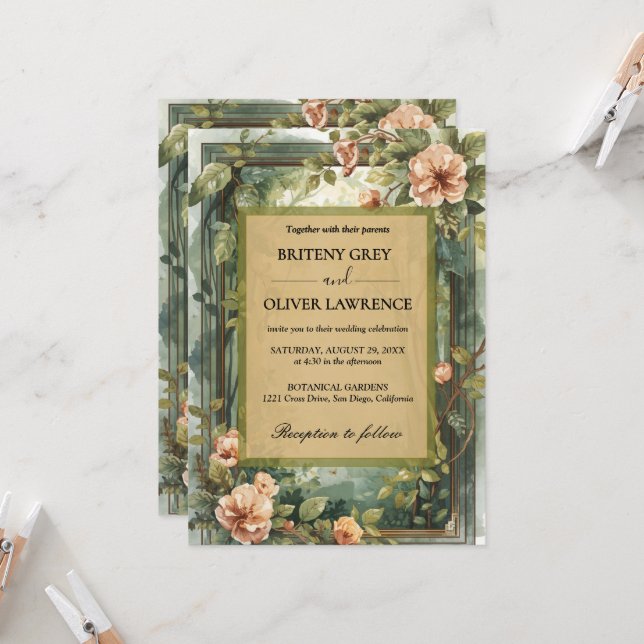 Invitation Enchanted Forest Path of Magical flower wedding    (Devant/Arrière en situation)