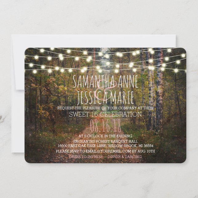 Invitation Enchanted Forest Path TWINS Sweet 16 Celebration (Devant)