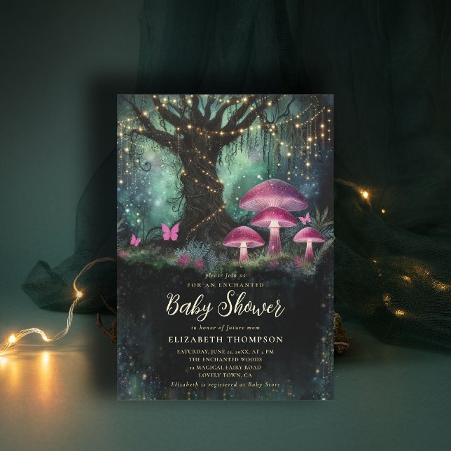 Invitation Enchanted Forest Woodland Magical Tree Baby Shower (enchanted forest baby shower invitation woodland mushrooms magical tree fairy tale storybook)