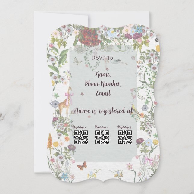 Invitation Enchanted Garden Baby shower (Devant)