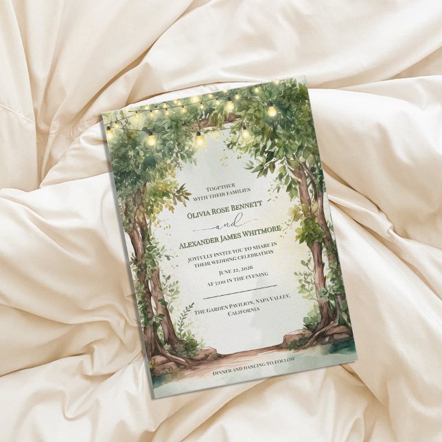 Invitation Enchanted Garden String Lights Romantic Wedding (Enchanted Garden String Lights Wedding Invitation | Romantic Outdoor Garden Wedding Invite)