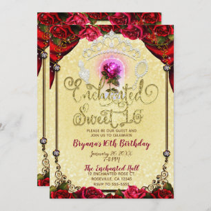 Invitation Enchanted Magical Rose Beauté Anniversaire Sweet 1