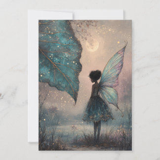 Invitation Enchanted Moonlit Leaf Fairy Watercolor Fantasy