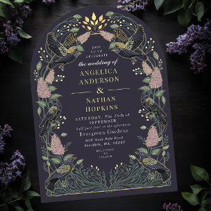 Invitation Enchanted Raven Lilac Mariage gothique Ach