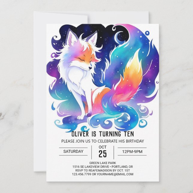 Invitation Enchanted Red Fox ravi Anniversaire (Devant)