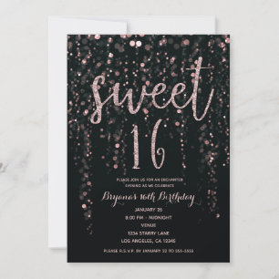 Invitation Enchanted Star Lights Rose Gold Blush Douce 16 En