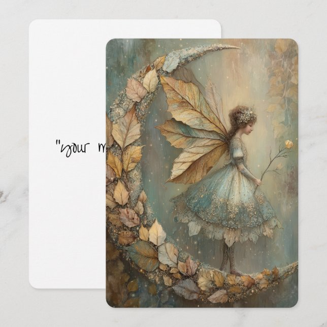 Invitation Enchanted Woodland Leaf Fairy Watercolor Fantasy (Devant / Derrière)