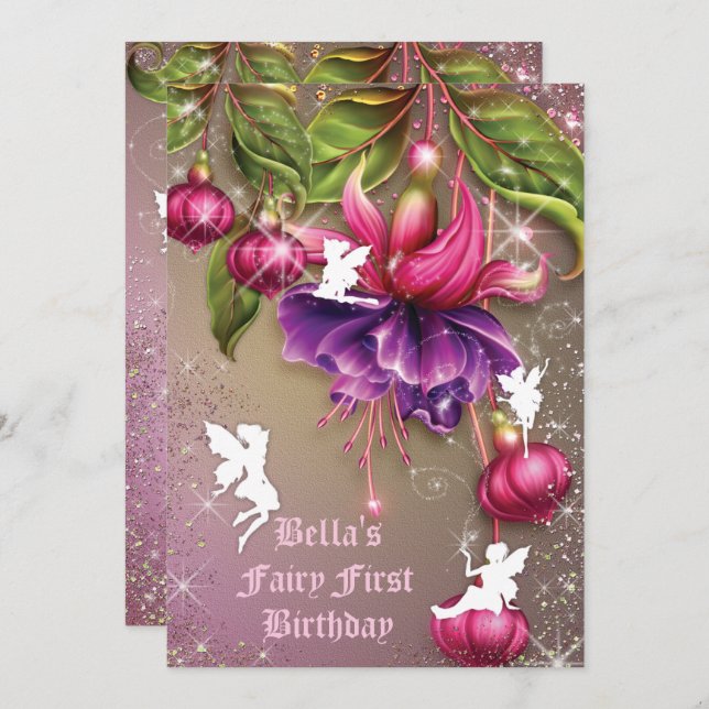 Invitation enchantée de partie de forêt de féerie (Devant / Derrière)