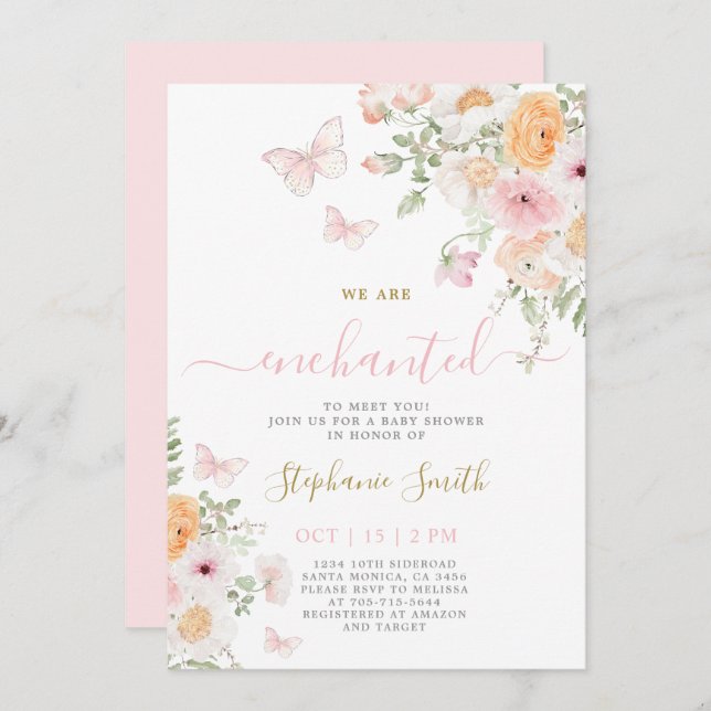 Invitation Enchantée Pour Vous Rencontrer Baby shower Invitat (Devant / Derrière)