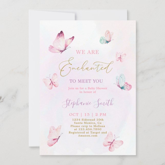 Invitation Enchantée Pour Vous Rencontrer Fille Baby shower (Devant)