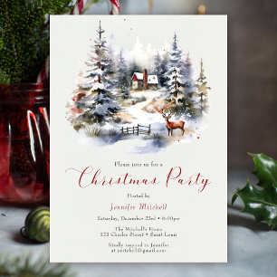 Invitation Enchantée Winter Wonderland Watercolor Noël