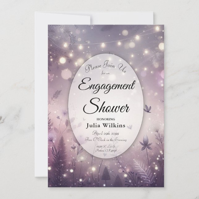 Invitation Enchantement étoilé en fleurs pour la douche de fi (Devant)