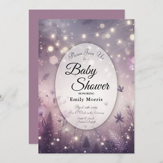 Invitation Enchantement Starlit dans le Baby shower Bloom (Devant / Derrière)