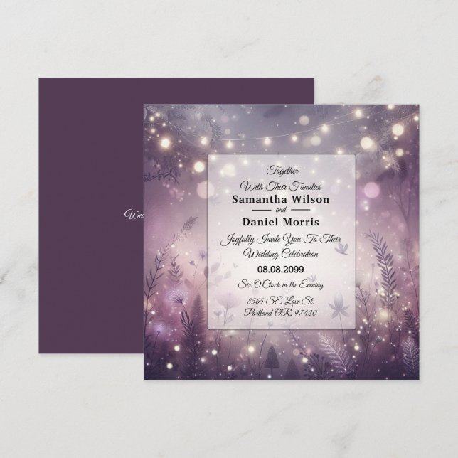 Invitation Enchantement Starlit dans le Mariage Bloom (Devant / Derrière)