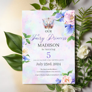 Invitation Enchanter papillon fée de la Couronne princesse An