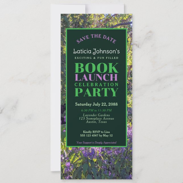Invitation Enchanter Purple Green Floral Nature Lancement du  (Devant)