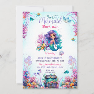 Invitation Enchanter Sous La Fête D'Anniversaire De La Sirène