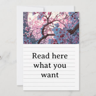 Invitation Enchanting Cherry Blossom & Full Moon Wedding Invi