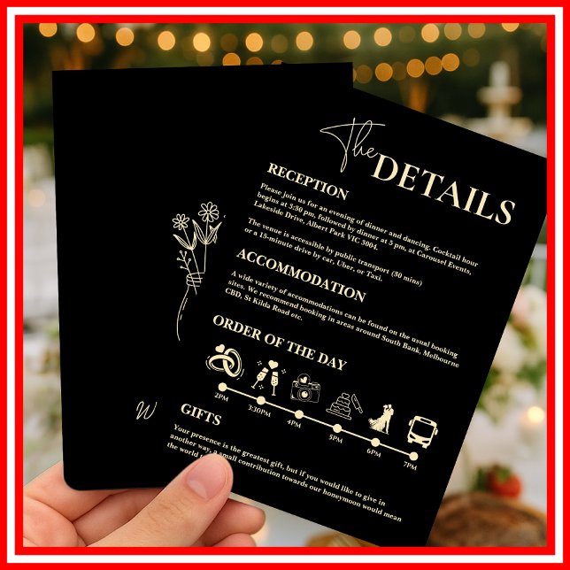 Invitation Enclos de l'ordre des événements du mariage jaune  (Créateur téléchargé)