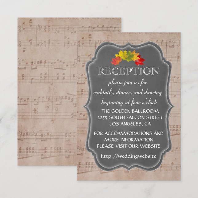 Invitation Enclos de réception de feuille de musique de pays  (Devant / Derrière)