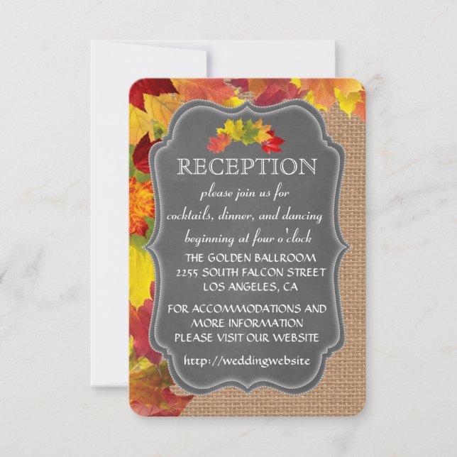 Invitation Enclos de réception de mariage en toile de jute de (Devant)