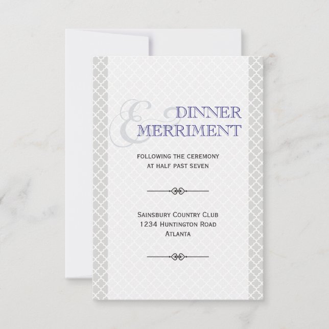 Invitation Enclosure de réception en bleu gris ampersand maro (Devant)