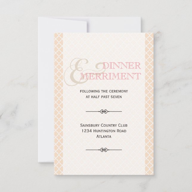 Invitation Enclosure de réception en rose poudré avec esperlu (Devant)