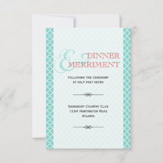 Invitation Enclosure de réception en teal rouge avec esperlue