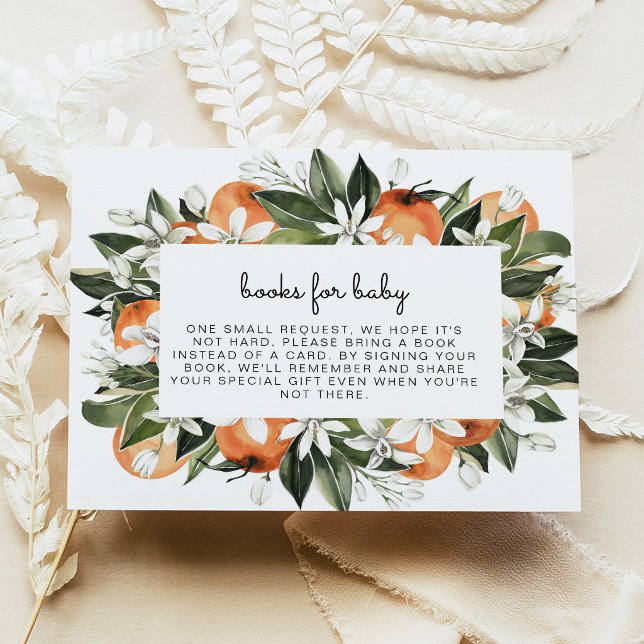 Invitation Enclosure Livres Oranges Botaniques pour Bébé Mign (Créateur téléchargé)