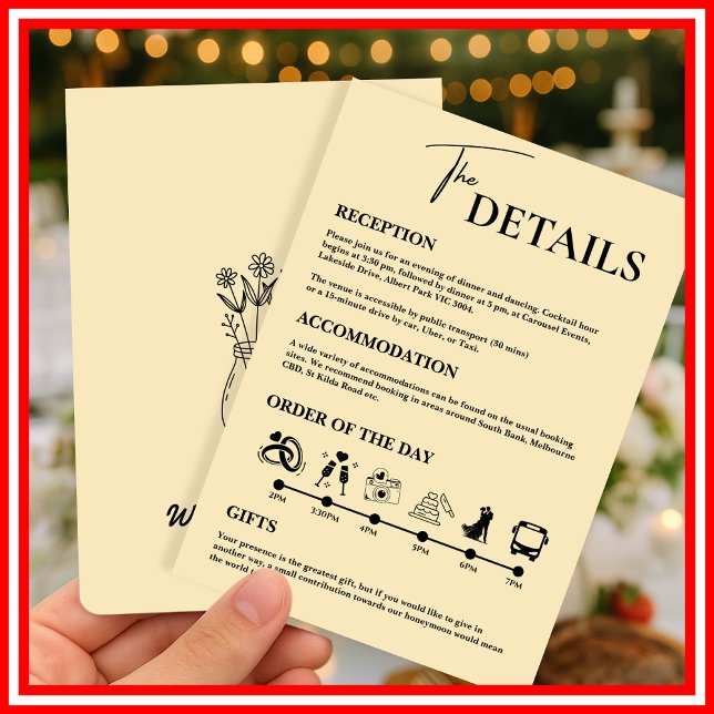 Invitation Enclosure sur l'ordre des événements du mariage ja (Créateur téléchargé)
