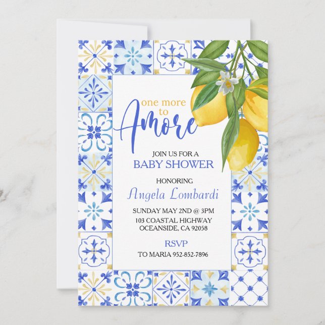 Invitation Encore un pour Amore, Baby Shower italien (Devant)