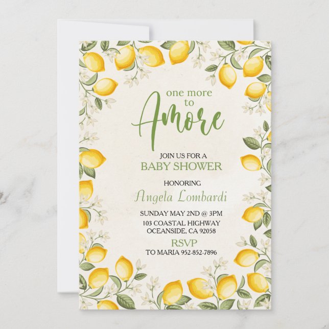 Invitation Encore un pour Amore, Baby Shower italien (Devant)