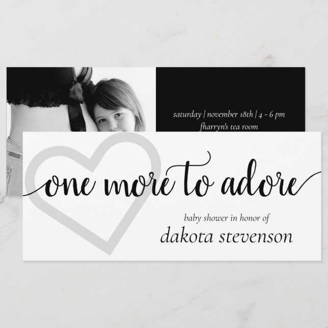 Invitation Encore une à admirer | Black Heart Photo Douche (Devant / Derrière)