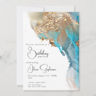 Invitation Encre alcoolique abstraite pour anniversaire