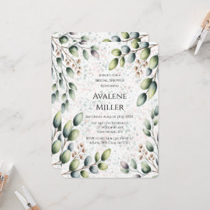 Invitation Encre Alcoolique Rose Eucalyptus pour Enterrement 