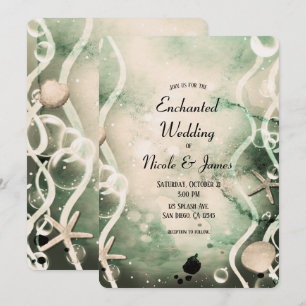 Invitation Encre aquarelle éclaboussure olive sous-marin mari